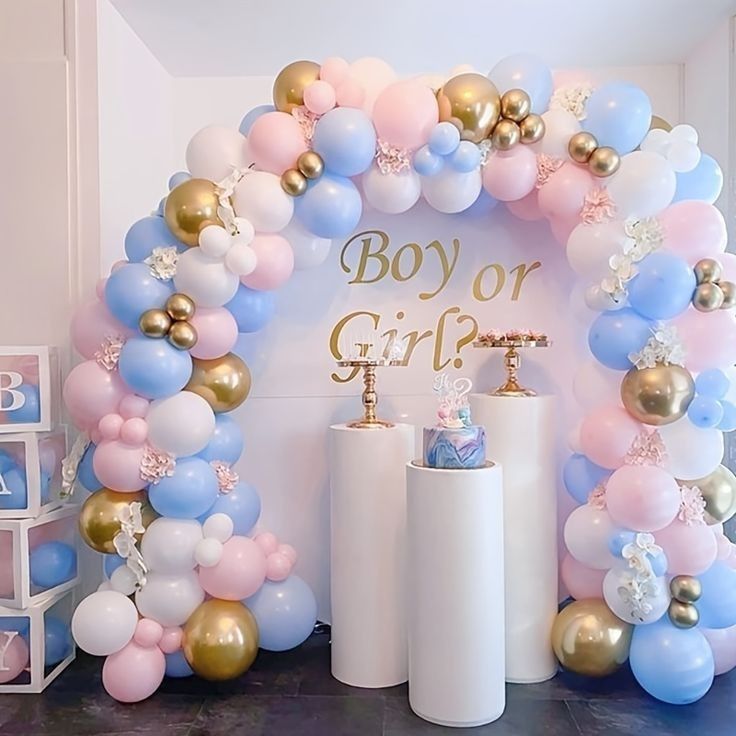 Gender reveal balloon decorations setup surprise, Hobbies & Toys