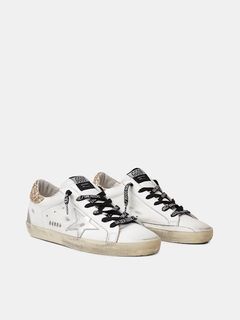 ON HAND Golden goose Ggdb White leather Super-Star sneakers with glittery heel tab