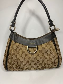 Vintage 130939 Y2K Gucci Abbey D-Ring Pochette GG Canvas Brown