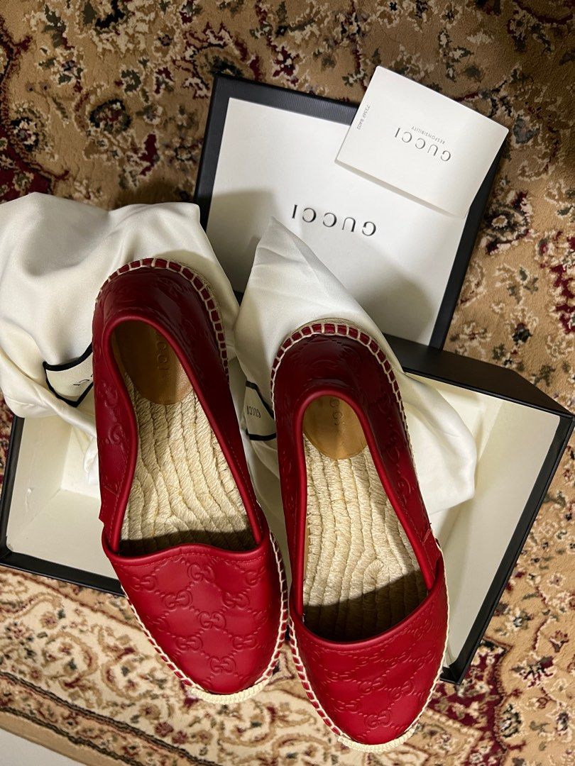 Gucci gg signature leather espadrilles original Women s Fashion
