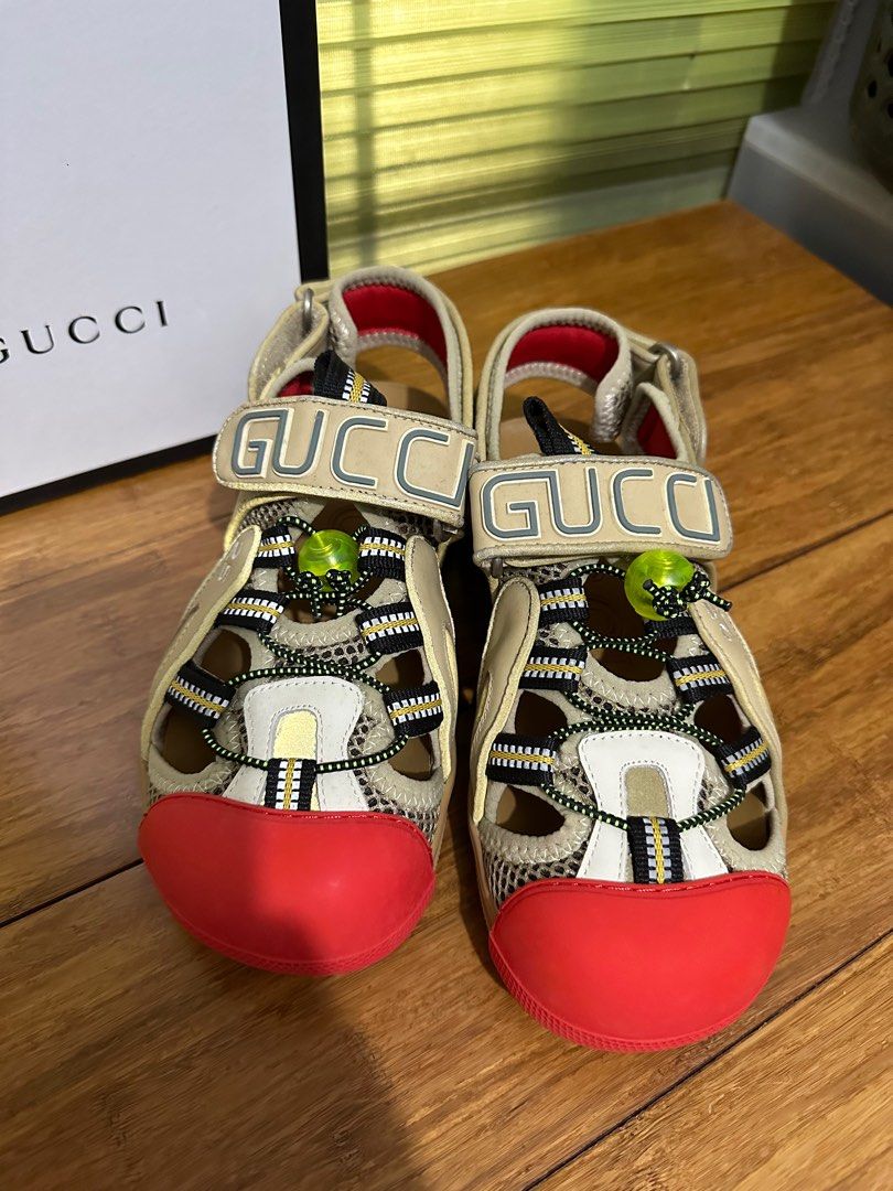 Gucci leather and mesh sandals deals
