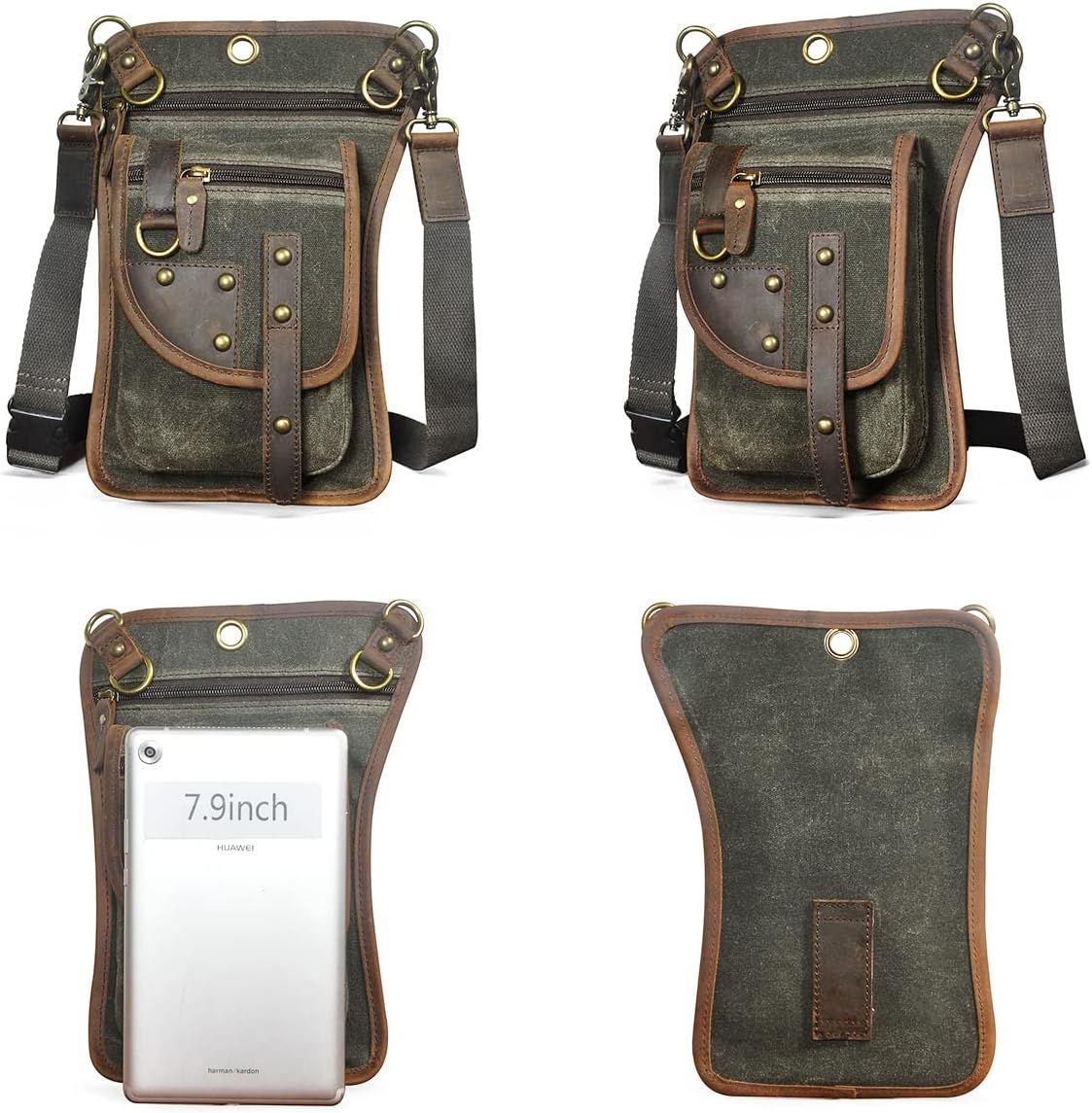Handadsume Water Resistant Canvas Leather Motorcycle Travel