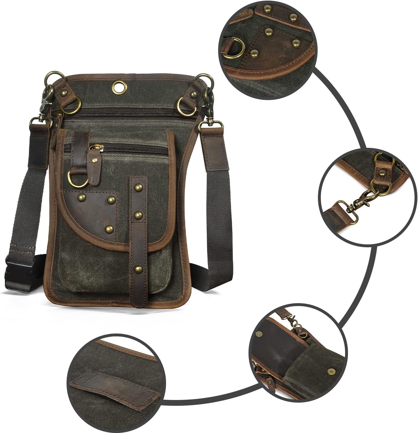 Mens leather leg bag sales