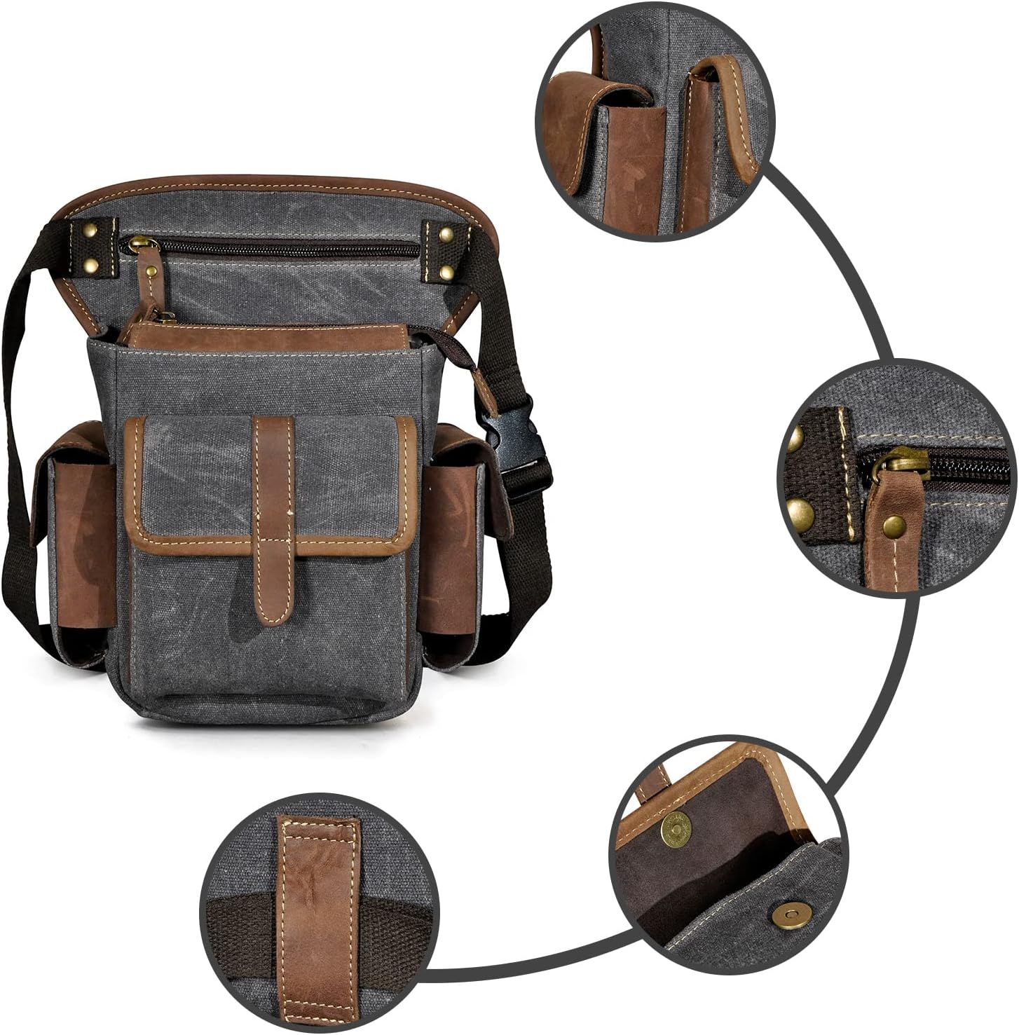 Handadsume Water Resistant Canvas Leather Motorcycle Travel
