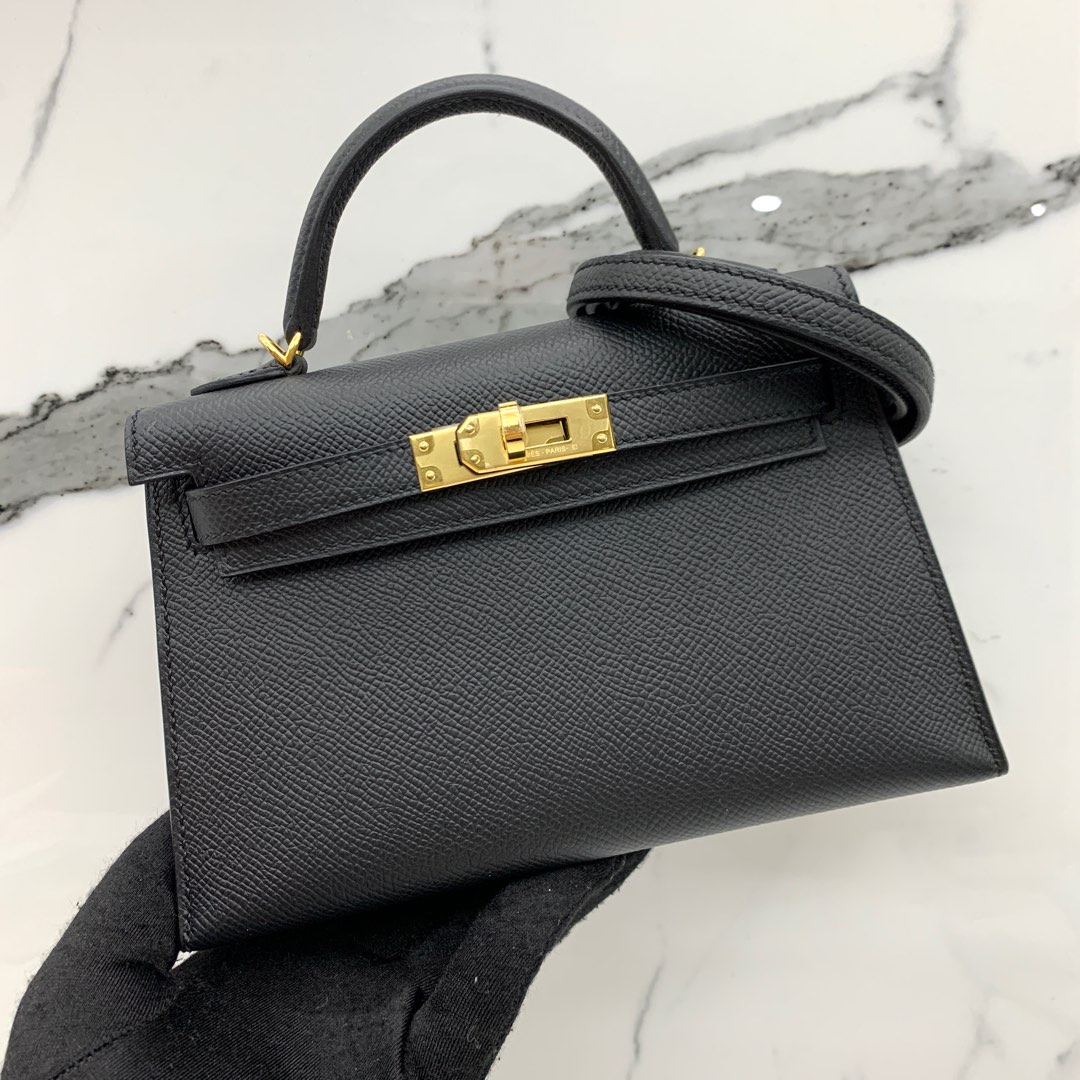 Hermes mini Kelly Ⅱ Epsom Black GHW stamp Z