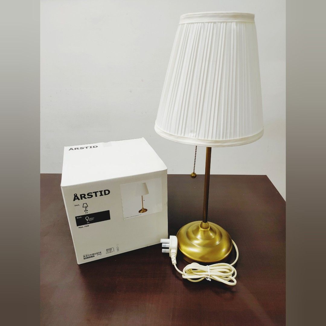IKEA ARSTID GOLD TABLE LAMP WITH IKEA BOX, Furniture & Home Living