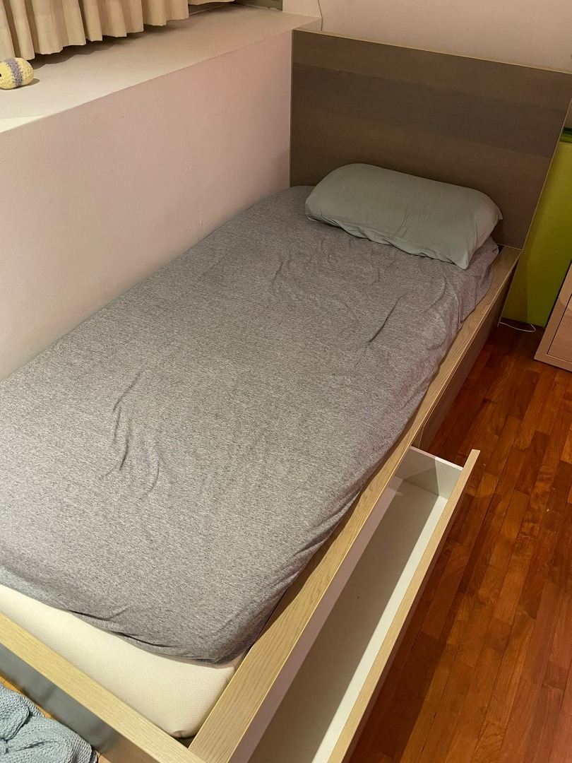 Ikea Malm Single Bed, Furniture & Home Living, Furniture, Bed Frames