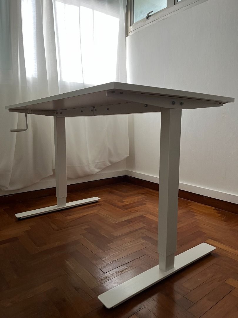IKEA TROTTEN Desk sit/stand, white, 120x70 cm, Furniture & Home Living