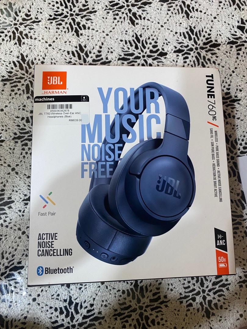 JBL TUNE 760 T760 Wireless OverEar ANC Headphones Blue, Audio