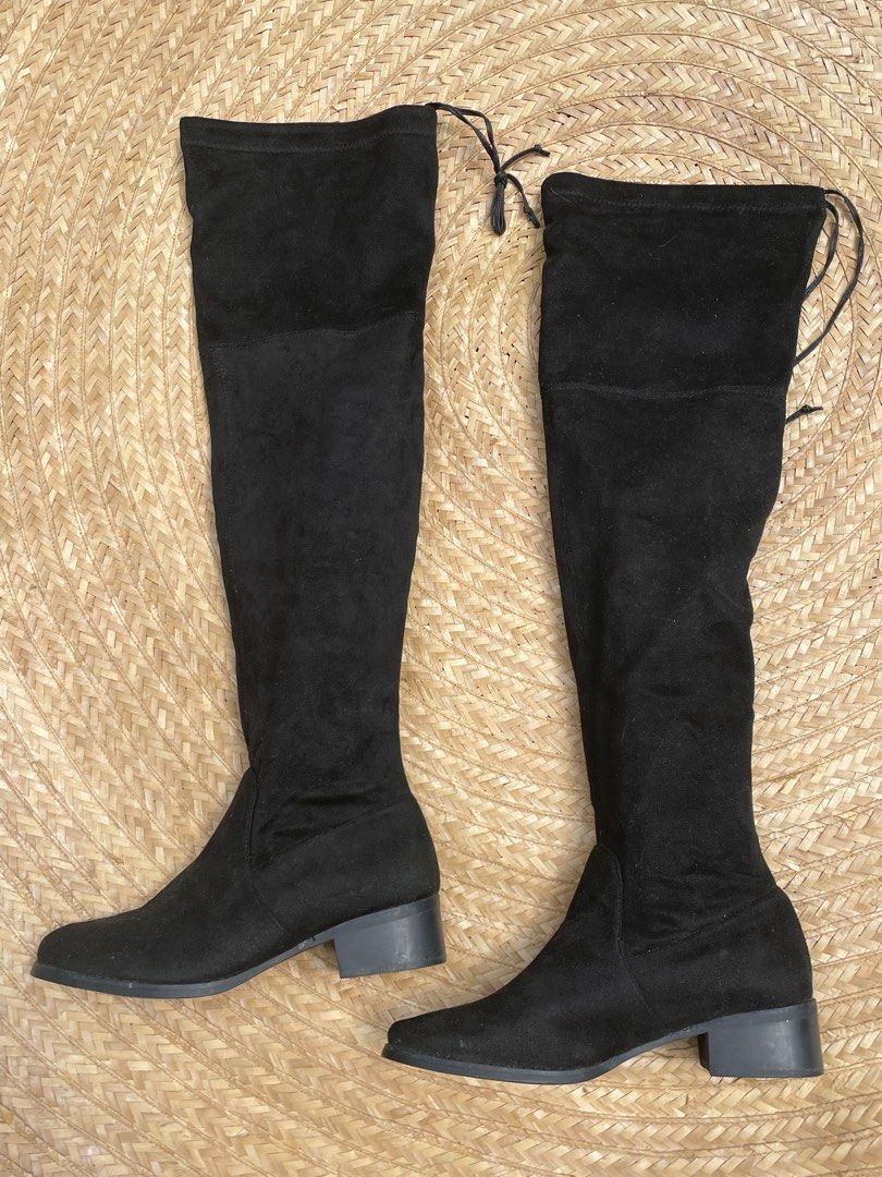 knee high black suede boots Women s Fashion Footwear Boots on