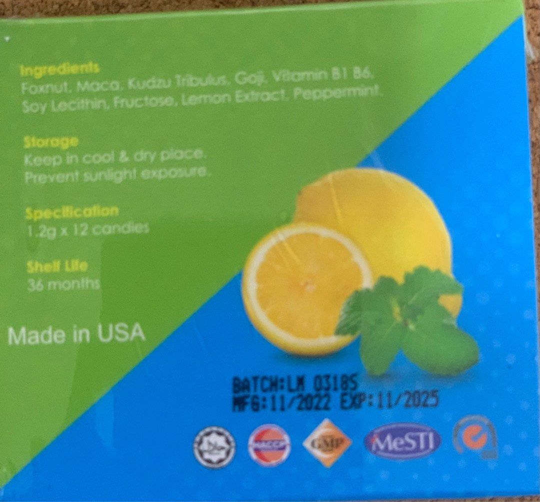 Lemon Mint Candy for Men, Health & Nutrition, Health Supplements