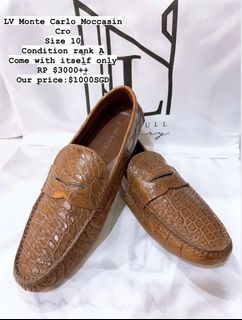 BNIB Louis Vuitton Monte Carlo Loafers in Crocodile Leather Size