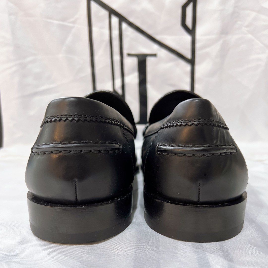 Louis Vuitton Black Leather Damier Embossed Santiago Loafers Size