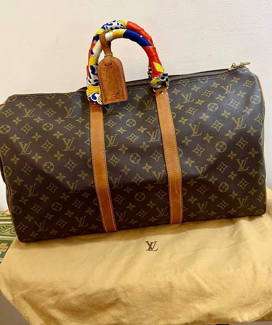 Louis Vuitton Keepall 50 Monogram Canvas Travel Bag Red