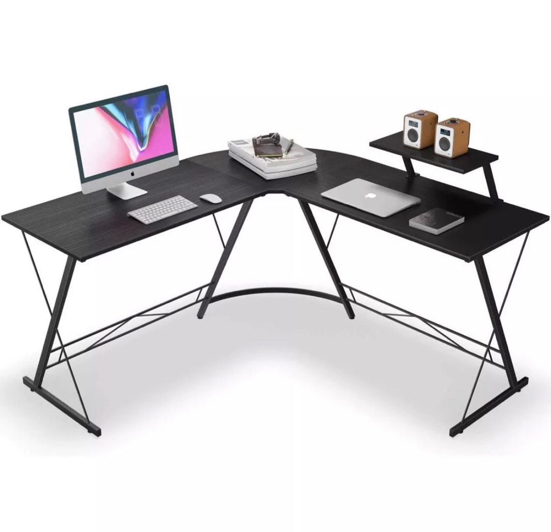 L-Shaped Corner Desk Computer Gaming Desk Pc Table Study Table Home Office  Writing Workstation, Furniture & Home Living, Office Furniture & Fixtures  On Carousell