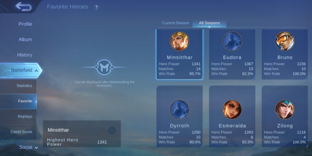 Mlbb account- good for smurf (Category: Others) located in Manila. Submitted by acceptsoffersandyou (Listing ID 1239110056, Image 3). Description: A Smurf account that was made a few months ago. -can pick a new hero and basic skin because of the return hero event..