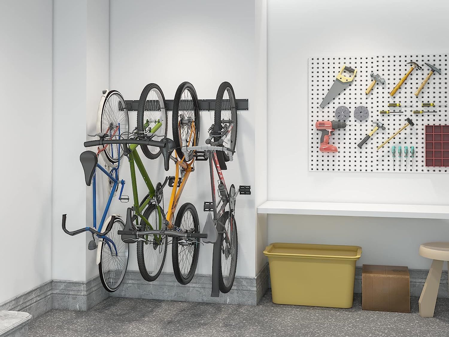 NETWAL Bike Storage Rack, 6 Bike Hooks and 6 Helmet Hooks, Heavy-Duty ...