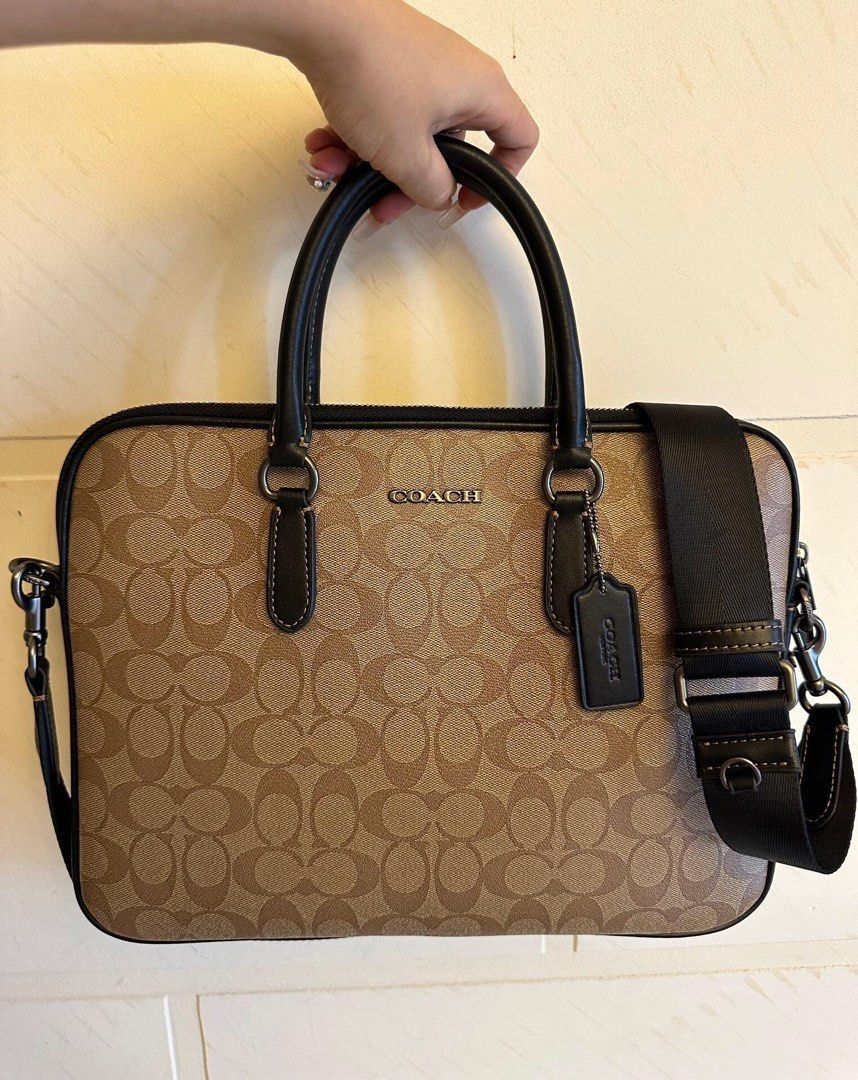 Coach signature laptop bag top