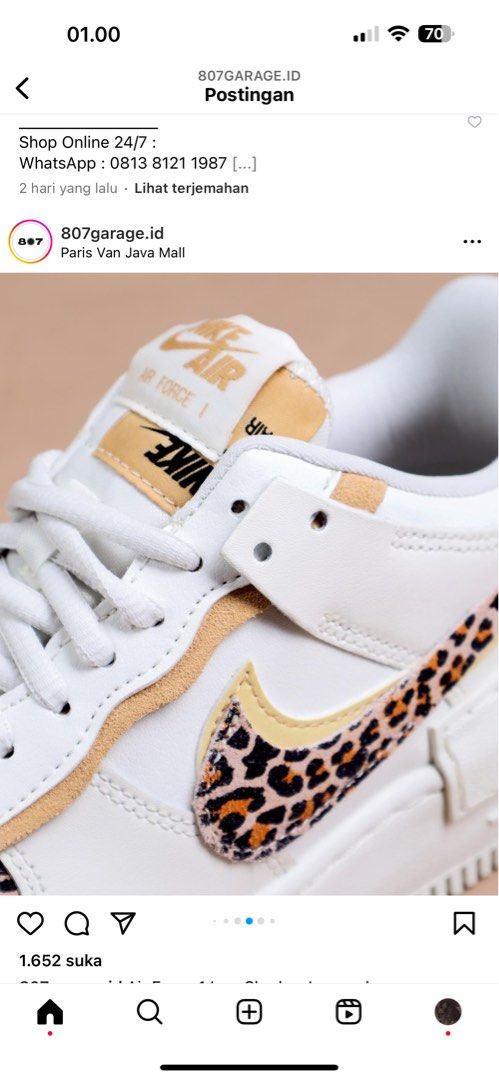 nike air force leopard, Fesyen Wanita, Sepatu di Carousell