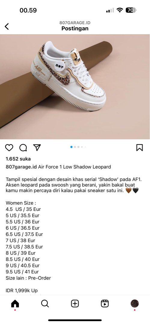 nike air force leopard, Fesyen Wanita, Sepatu di Carousell