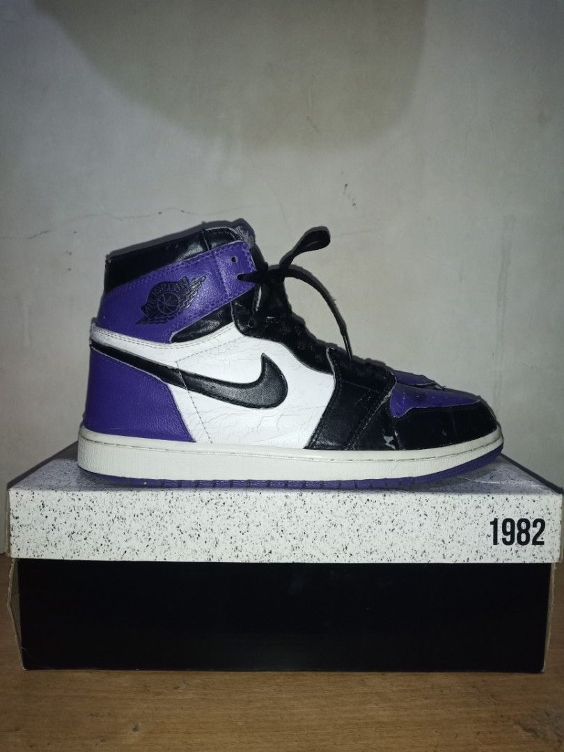 Nike Air Jordan 1 High Court purple Second, Fesyen Pria, Sepatu ...