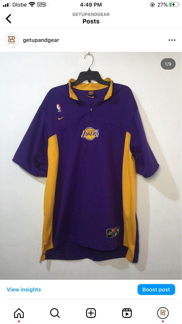 Nike+NBA+LA+Lakers+Shooting+Practice+Shirt +Warm+Up+Player+Game+Issued+Sz+Large-T for sale online