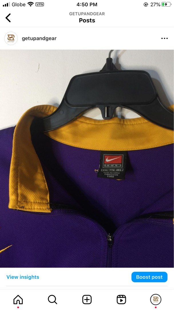 Vintage Los Angeles Lakers Nike Warm Up Shooting Longsleeve Shirt Medium  90s Y2K