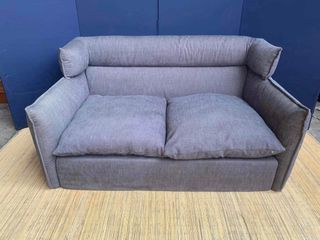 Nitori Sofa 63”L x 40”W x 16”SH  2 seater Fully washable fabric seat Bulky foam In good condition