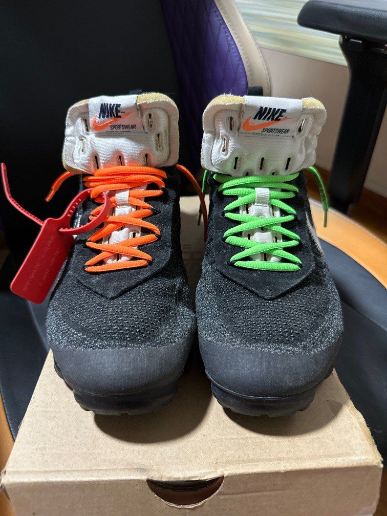 Off white vapormax top green laces