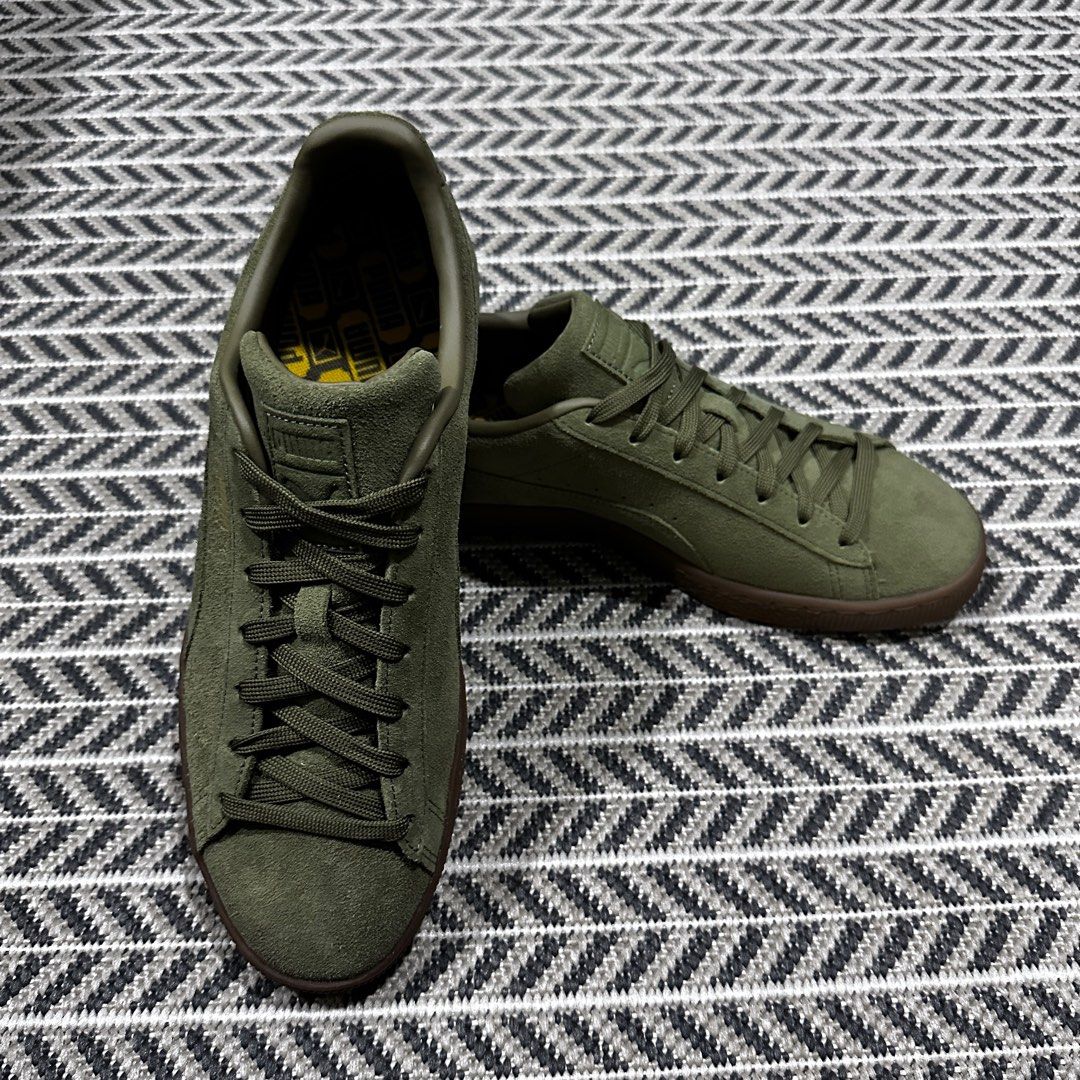 Puma mens suede classic trainers forest night/gold sales