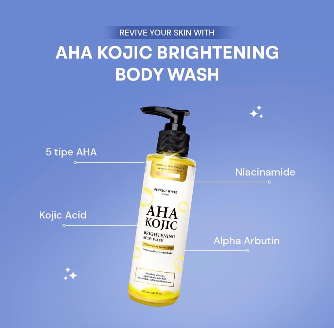 PW PERFECT WHITE AHA Kojic 10X Whitening Body Wash Sabun Pemutih