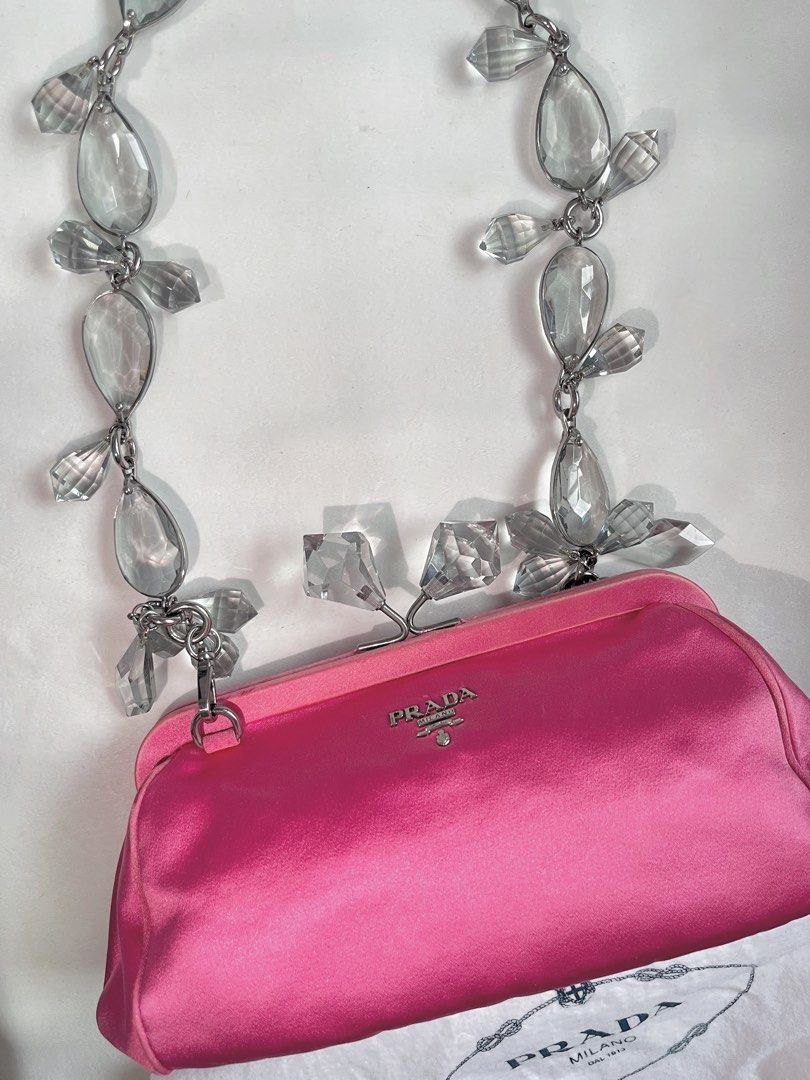 Vintage Prada Pink Satin Kisslock Shoulder Bag – Treasures of NYC