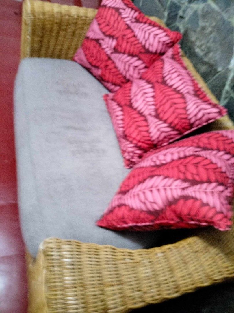Rattan Sofa Set (Category: Sofas) located in Marikina City. Submitted by jesus1smysavi0r (Listing ID 1239105284, Image 2). Description: 3 seater 2 single chairs with thick cushions Throw pillows No issues! Best indoor or for your lanai.