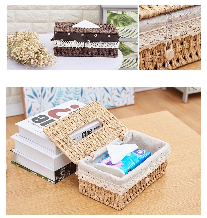 Rattan Tissue Holder Storage Box Organizer (Category: Storage Boxes & Baskets) located in Manila. Submitted by winterbliss (Listing ID 1239056377, Image 2). Description: Available Color: Brown, Darkbrown Materials: Rattan, Cloth Size: L:24 W:14 H*10 (cm).
