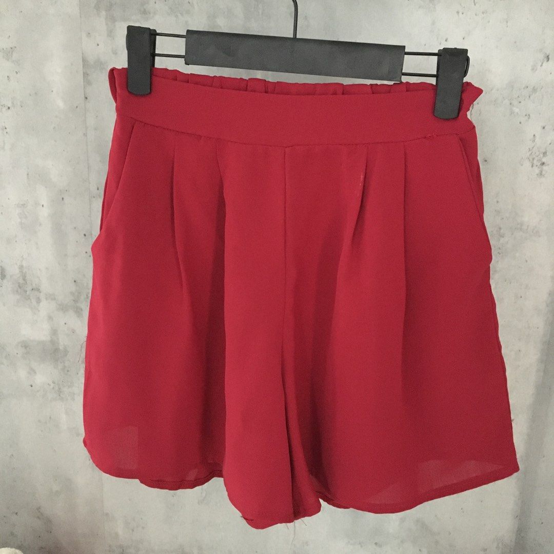 Red high waist Shorts Women s Fashion Bottoms Shorts on Carousell