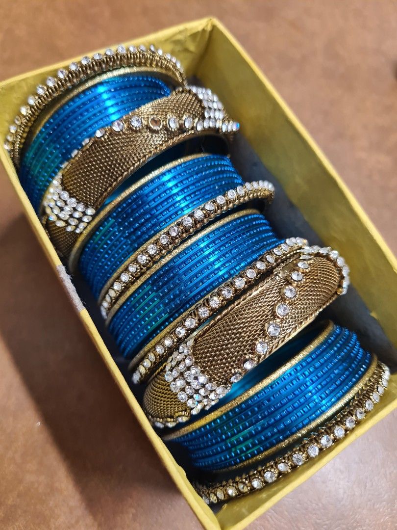 Royal blue and gold bangles for weddings indian event parties