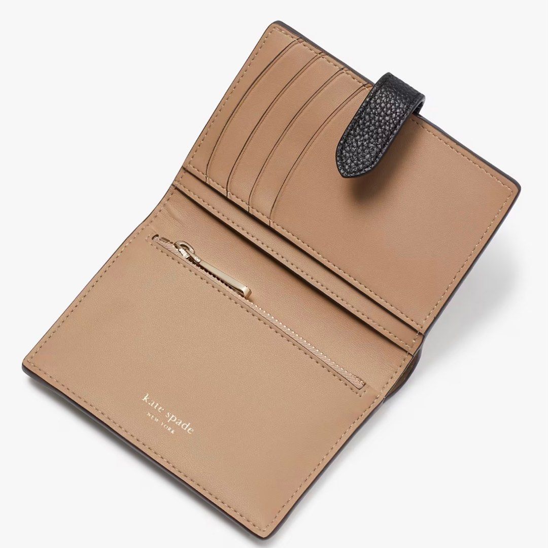 SALES ENDS 4 SEPT Kate Spade Hudson Colorblocked Small Bifold Wallet Card Holder Insert Parchment Multi Black White Brown