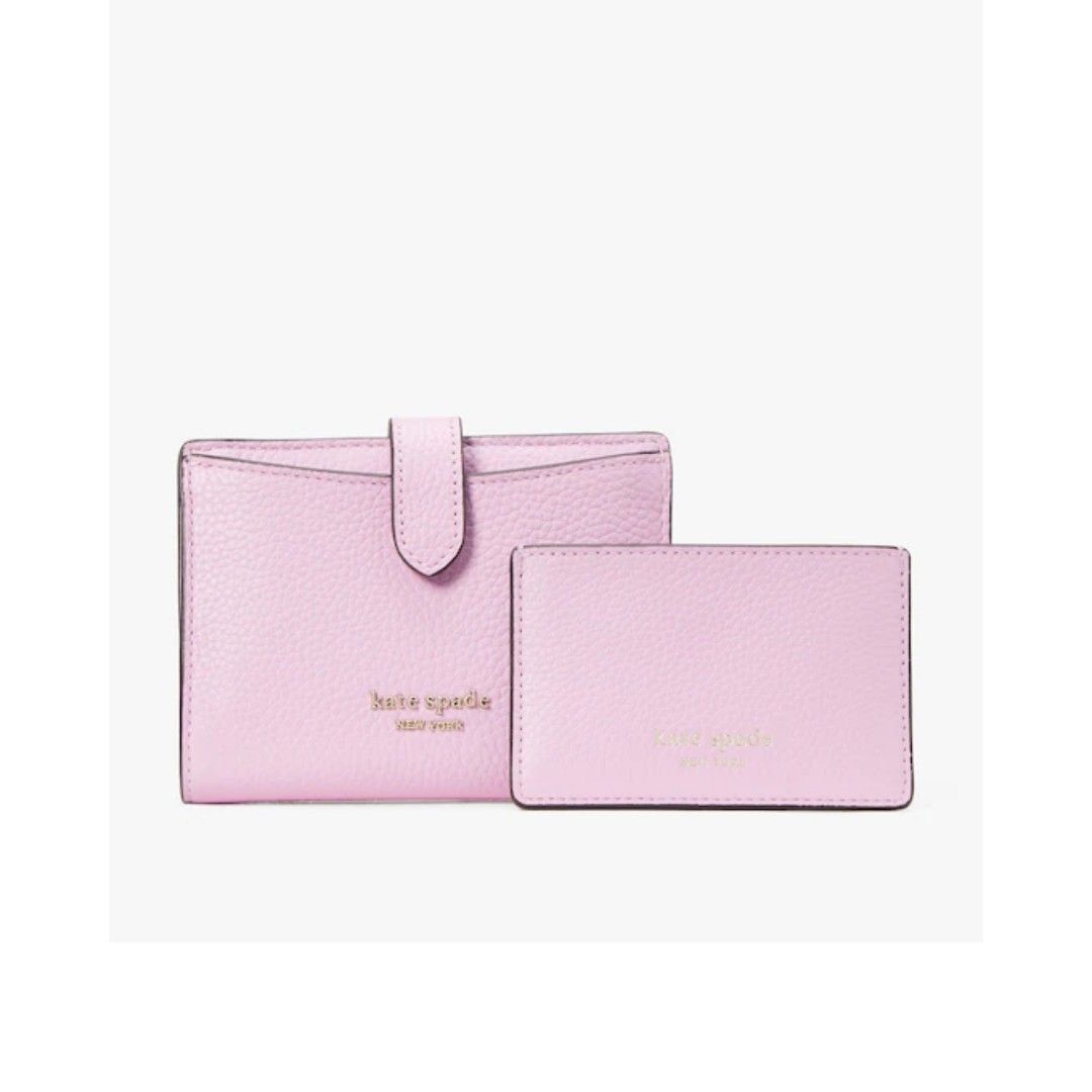 SALES ENDS 4 SEPT Kate Spade Hudson Small Bifold Wallet Card Holder Black Lavender Frost Pink Purple Women s Fashion Bags Wallets Wallets Card Holders on Carousell