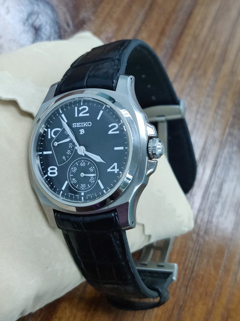 Seiko Brightz SAGN005 白鈦錶殼+黑琺瑯面盤, 名牌, 手錶- Carousell