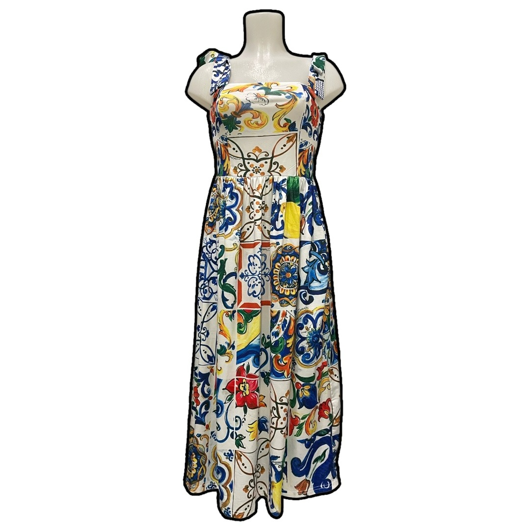 Sleeveless Printed Midi Dress, Women's Fashion, Dresses & Sets, Dresses ...