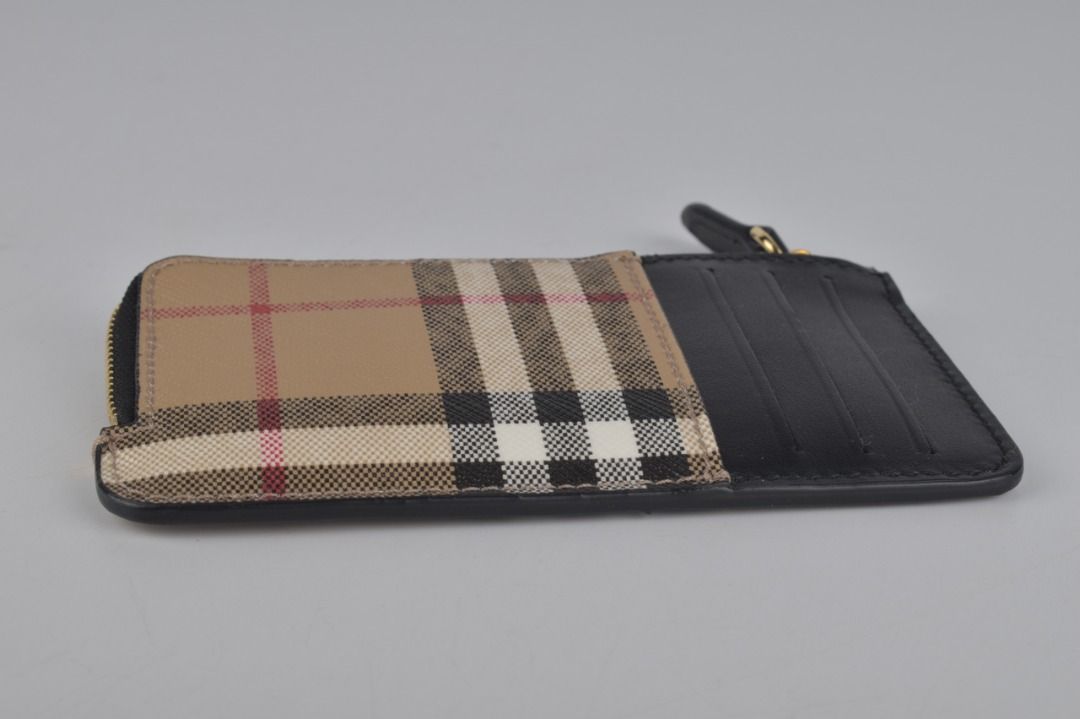 Shop Burberry Somerset Check Canvas Zip Card Holder