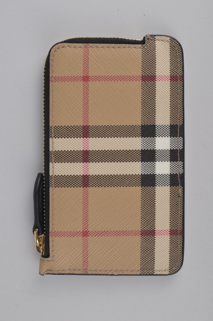 Somerset Check Canvas & Leather Card Case