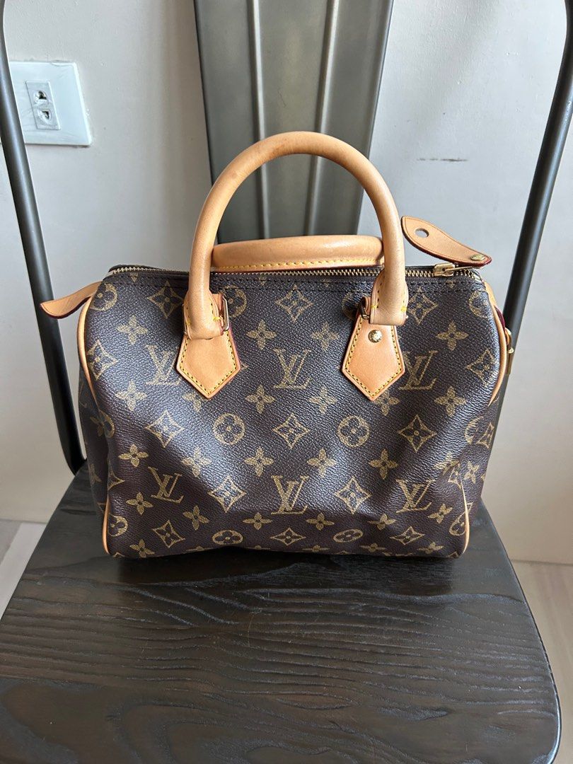 Unisex Pre-Owned Authenticated Louis Vuitton Monogram Speedy 25 Canvas  Brown Boston Bag Top HandleBag 