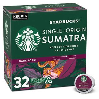 Starbucks K-Cup Coffee Pods Dark Roast Coffee Sumatra 100% Arabica 1 Box (32 pods)