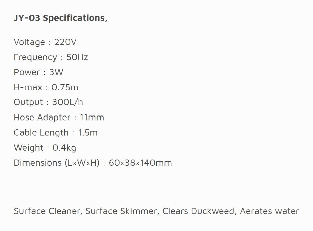 Sunsun JY03 Surface Skimmer Equipment Aquatic Plants, Pet Supplies