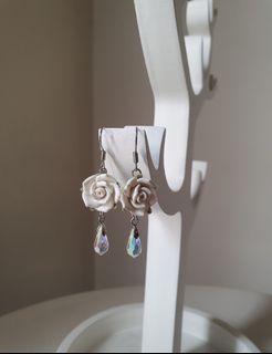 Swarovski Elements White Rose Earrings