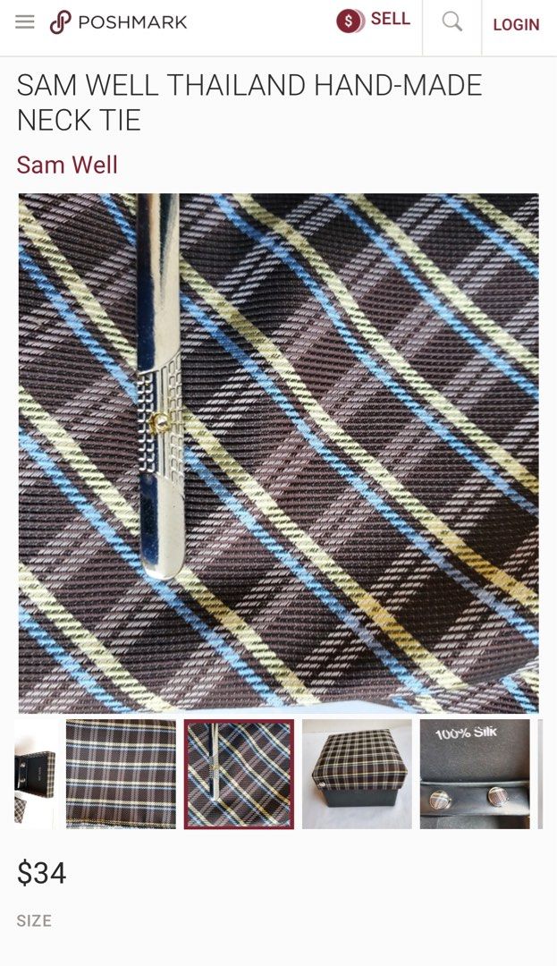 Jepitan dasi . Tie Sam Well silk and cufflink on Carousell