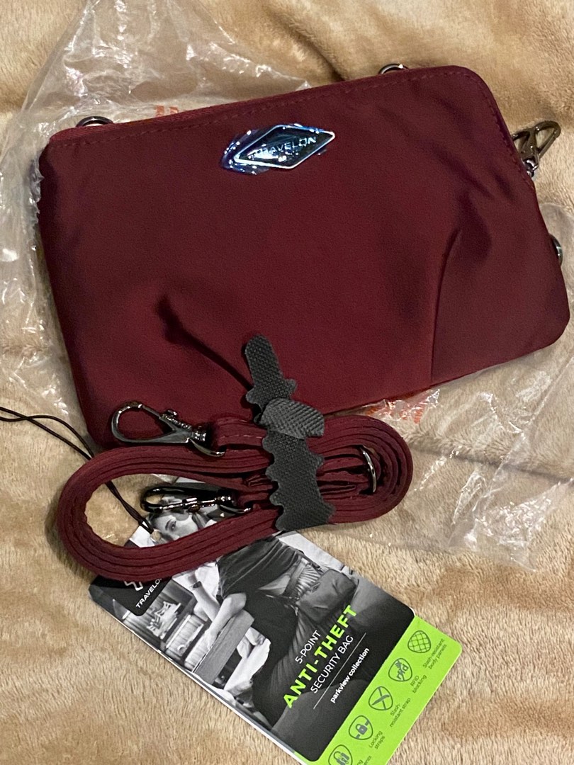 Travelon AntiTheft Parkview Double Zip Crossbody Clutch, Luxury, Bags