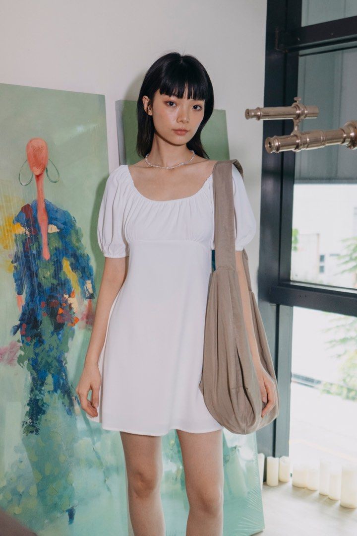 TTR Rei Puffy Sleeve Dress White