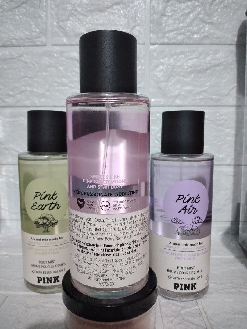 US ORIGINAL PINK BODY MIST 250ML (Category: Fragrance & Deodorants) located in Pateros City. Submitted by ferreronlineshop (Listing ID 1239100108, Image 2). Description: US ORIGINAL PINK BODY MIST WITH ESSENTIAL OIL 250ML *PINK EARTH A SCENT MIX MADE FOR CAPRICORN/TAURUS/VIRGO *PINK FIRE A SCENT MIX MADE FOR ARIES/LEO/SAGITTARIUS *PINK AIR A SCENT MIX MADE FOR LIBRA/AQUARIUS/GEMINI *PINK WATER A SCENT MIX MADE FOR CANCER/SCORPIO/PISCES.